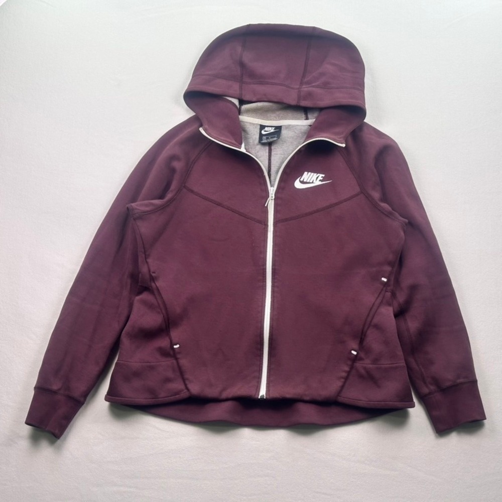 Nike Zip Up Hoodie Burgundy Athletic Jacket Size M